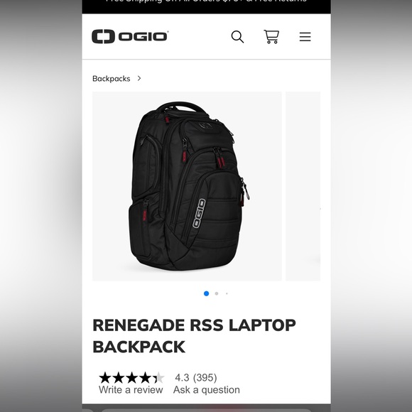 OGIO Black and Red Renegade RSS Laptop Backpack - Picture 1 of 9